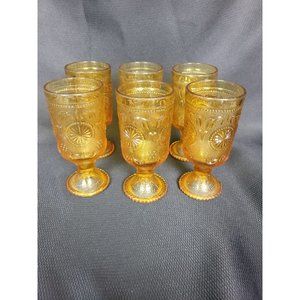 Vintage Brockway Glass American Concord Amber Goblet Set of 6